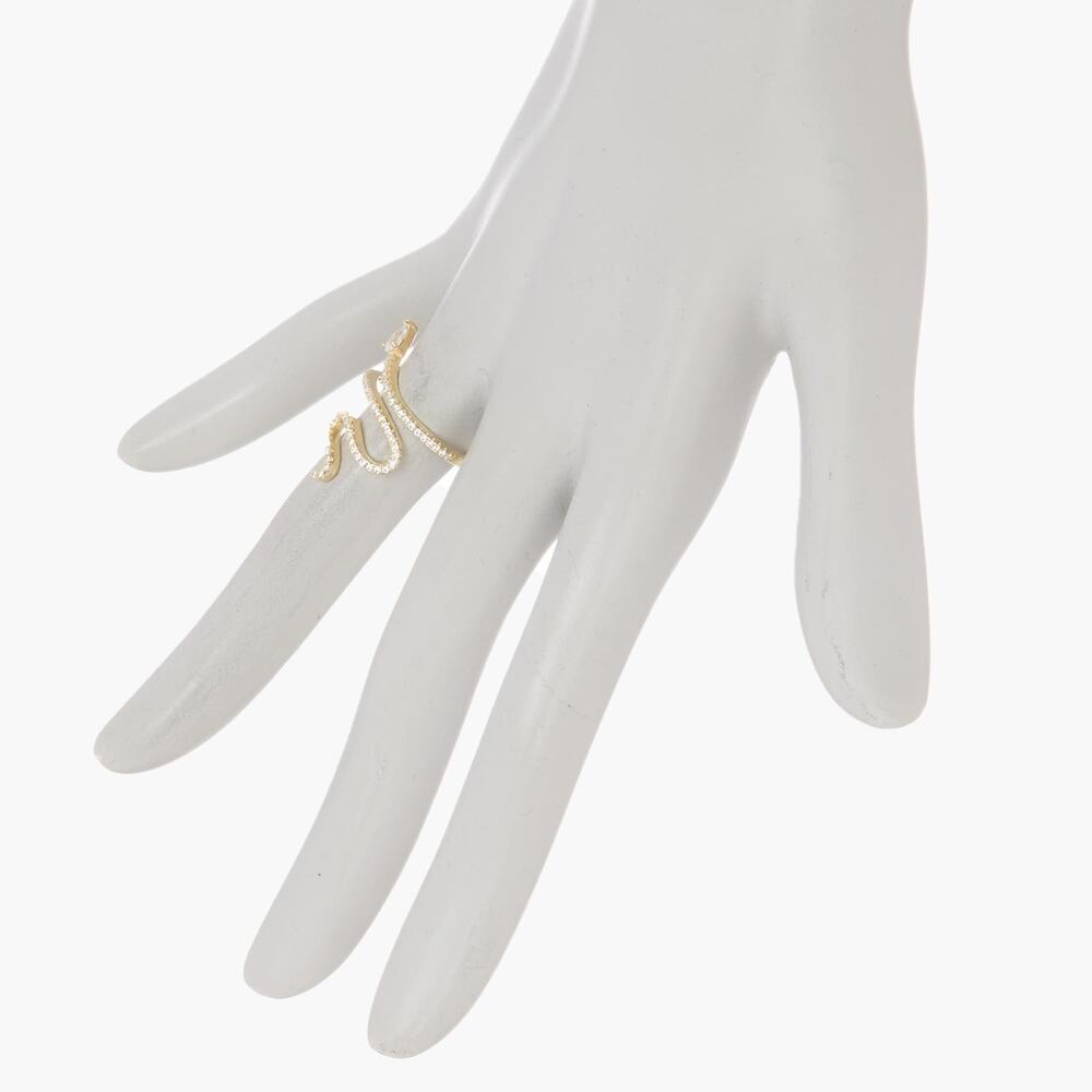 NWT ADORNIA 14K Gold Plated Swarovski Crystal Accented Winding Snake Ring (7) - Picture 3 of 4